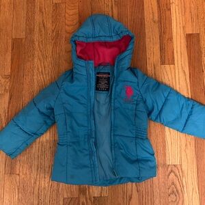 U.S. Polo Assn. Teal Kids Puffer with Red Interior
